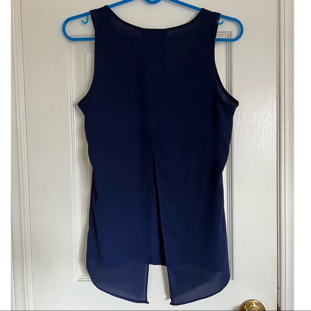 Split Back Navy Top - Picture 2 of 3